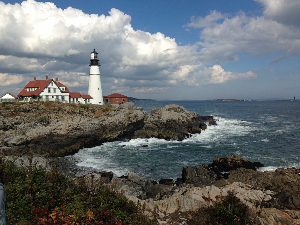 maine, lighthouse, coastline